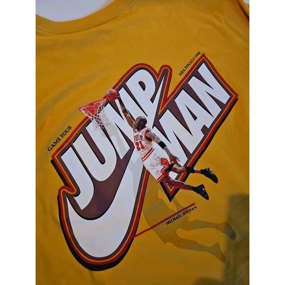 Jordan JUMP MAN M Long Sleeve Yellow Shirt Game Four NBA Finals 1998 ' - Picture 2 of 6